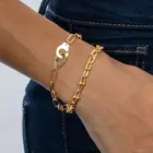 Парные браслеты наручники подарочные золотые браслеты женские цепочки на руку очаровательные браслеты золотого цвета женские и мужские аксессуары ретро ювелирные изделия