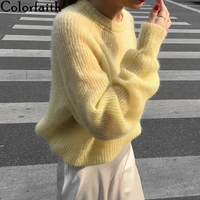 colorfaith new 2021 autumn winter women sweaters pullovers minimalist elegant knitted korean casual oversize lady jumpers sw8024