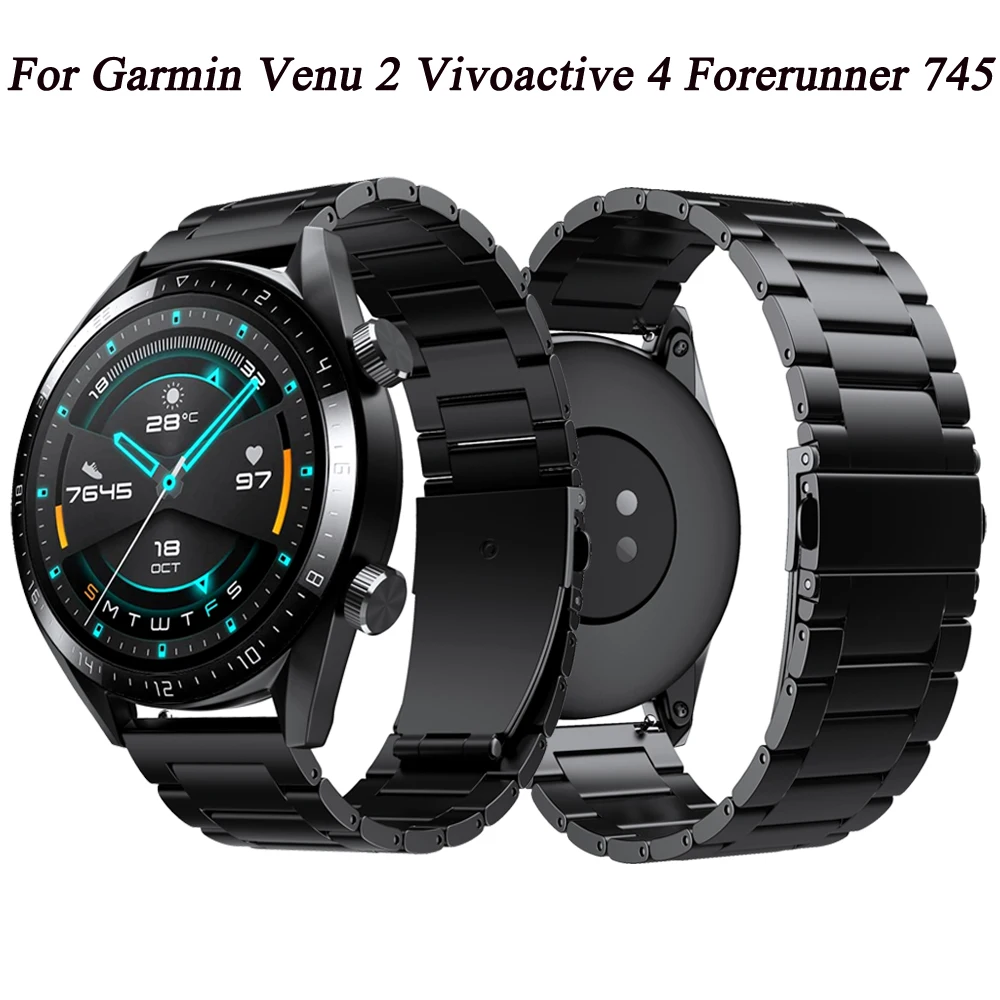 

22mm Smart Watch Band Titanium + Steel Clasp Strap For Garmin Venu 2 Vivoactive 4 Active Fenix Chronos Bracelet Forerunner 745
