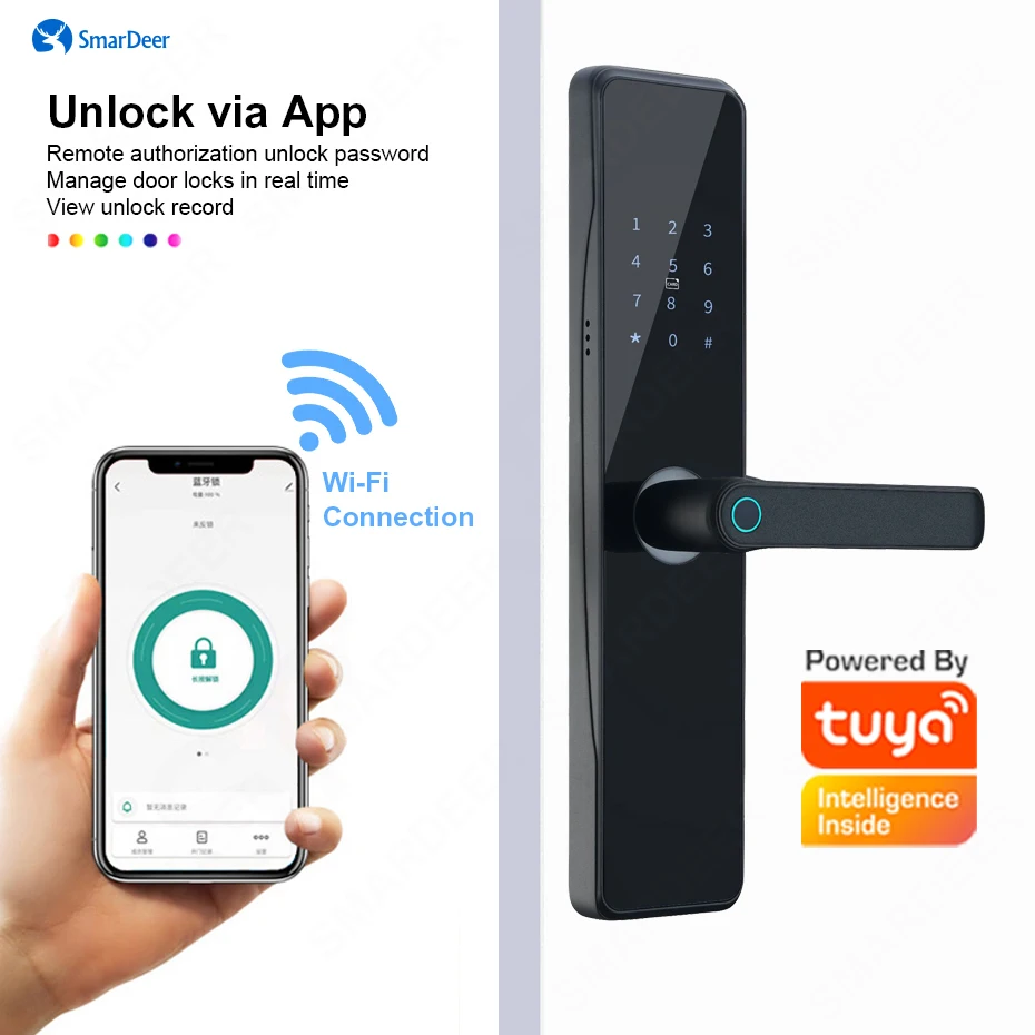 SmarDeer Wi-Fi электронный замок для двери безопасности биометрический со сканером