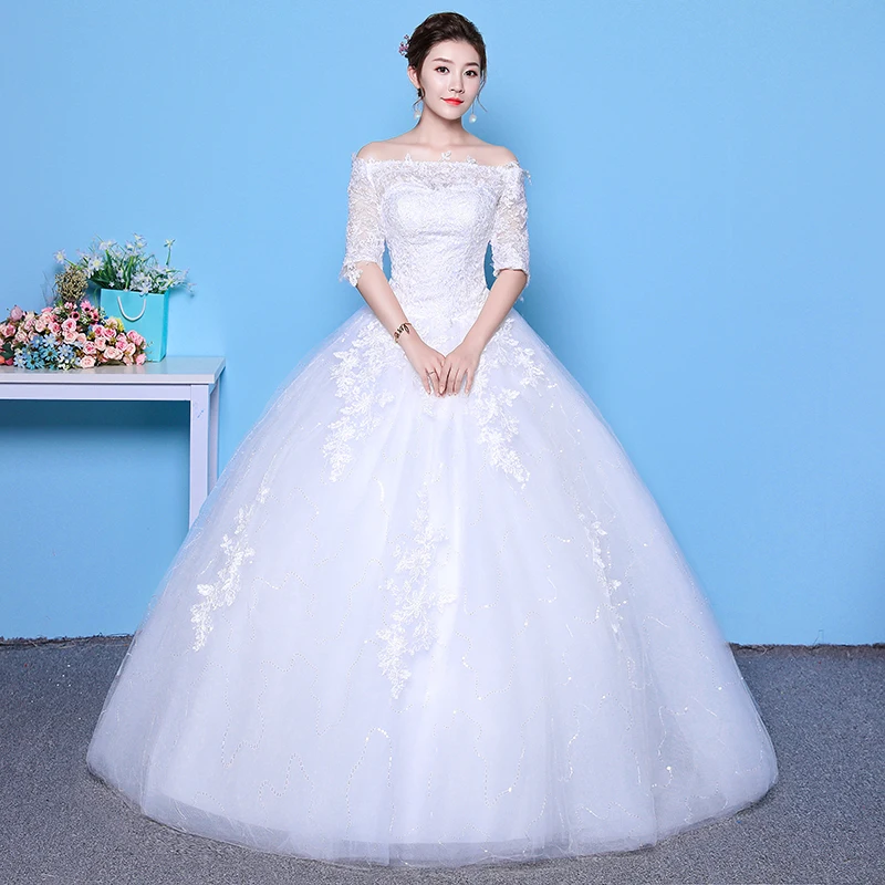 Женское свадебное платье It's yiiya белое кружевное с полурукавами на лето