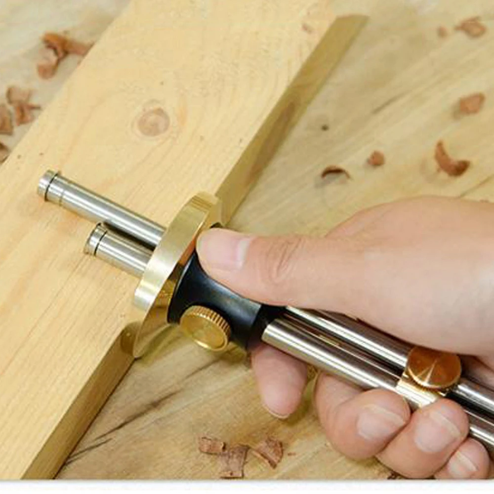 

Single/Dual Axis Wheel Marking Gauge Stainless Steel Double Head Mortise Gauge Woodworking Dovetail Marker Mesauring Tools