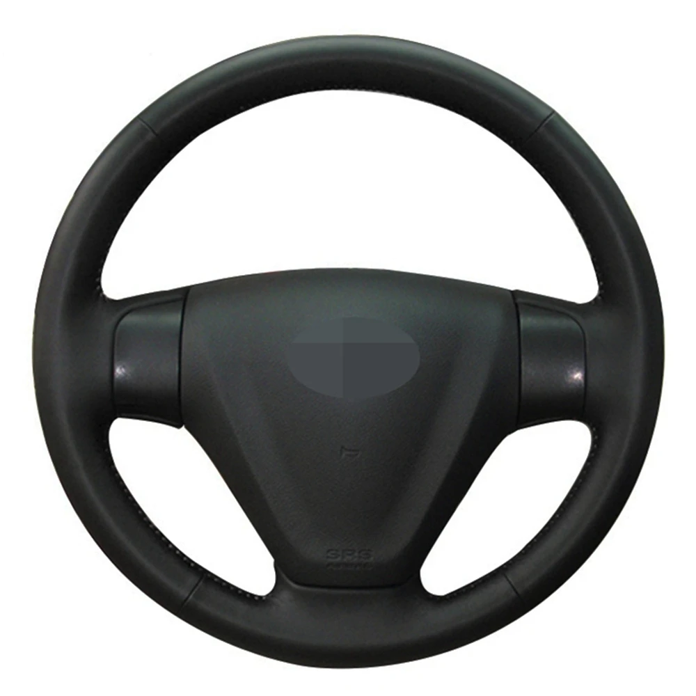 

Car Steering Wheel Cover Hand-stitched Black Genuine Leather For Kia Rio Rio5 2006-2009 Hyundai Accent 2006-2011 Getz 2005
