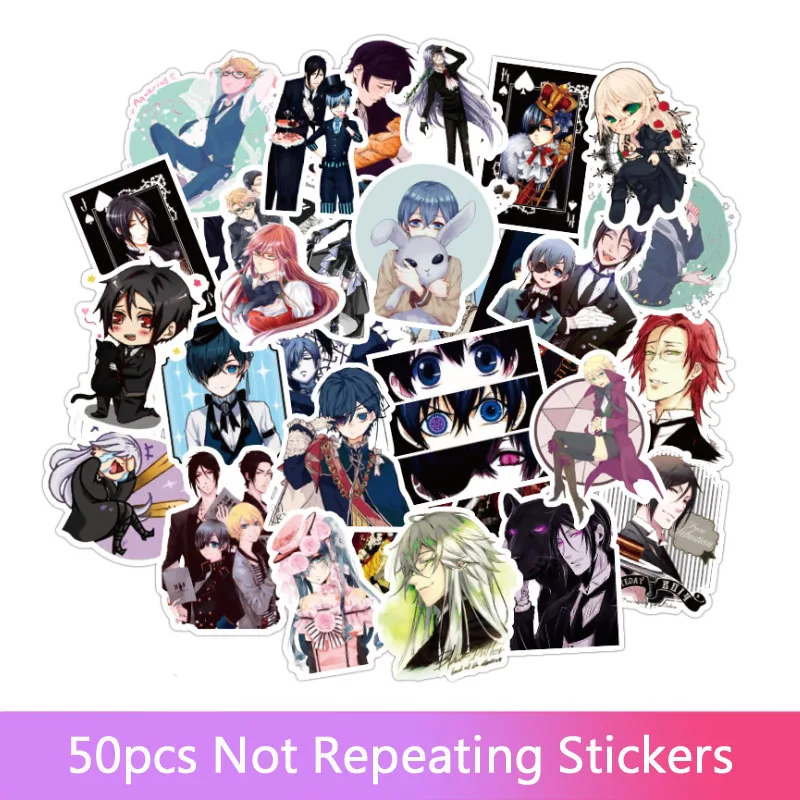 

50 Pcs/Set Anime Black Butler Stickers For Kids Luggage Laptop Motorcycle Skateboard Bicycle Stationery Kuroshitsuji Sticke Toys