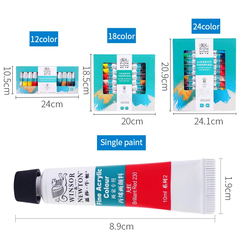 Winsor& Newton 12/18/24 Цвет профессиональная акриловая Краски набор для художника Краски er рисунок Краски ing искусства на ногтях, расходные материалы