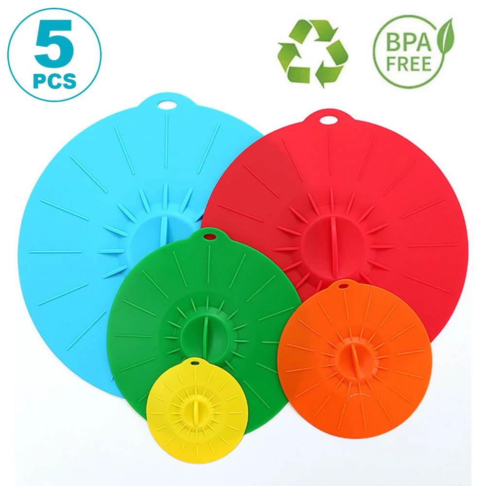 5 шт./компл. силиконовые крышки для пищевых продуктов гибкие чашек стеклянная