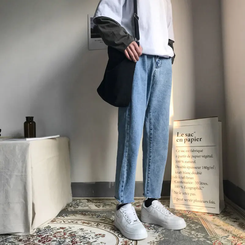 Liketkit мужские джинсовые штаны-шаровары 2019 новые осенние однотонные повседневные