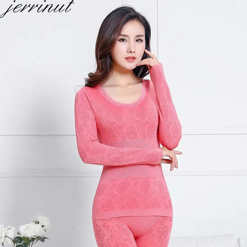 Женское термобелье Jerrinut комплект теплой рубашки бесшовное нижнее белье с