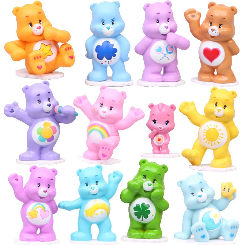 

Disney 12 Rainbow Cartoon Bears Doll Lovely Bear In Love Small Statue Figurine Ornament Miniatures Children Toy Decoration Gift