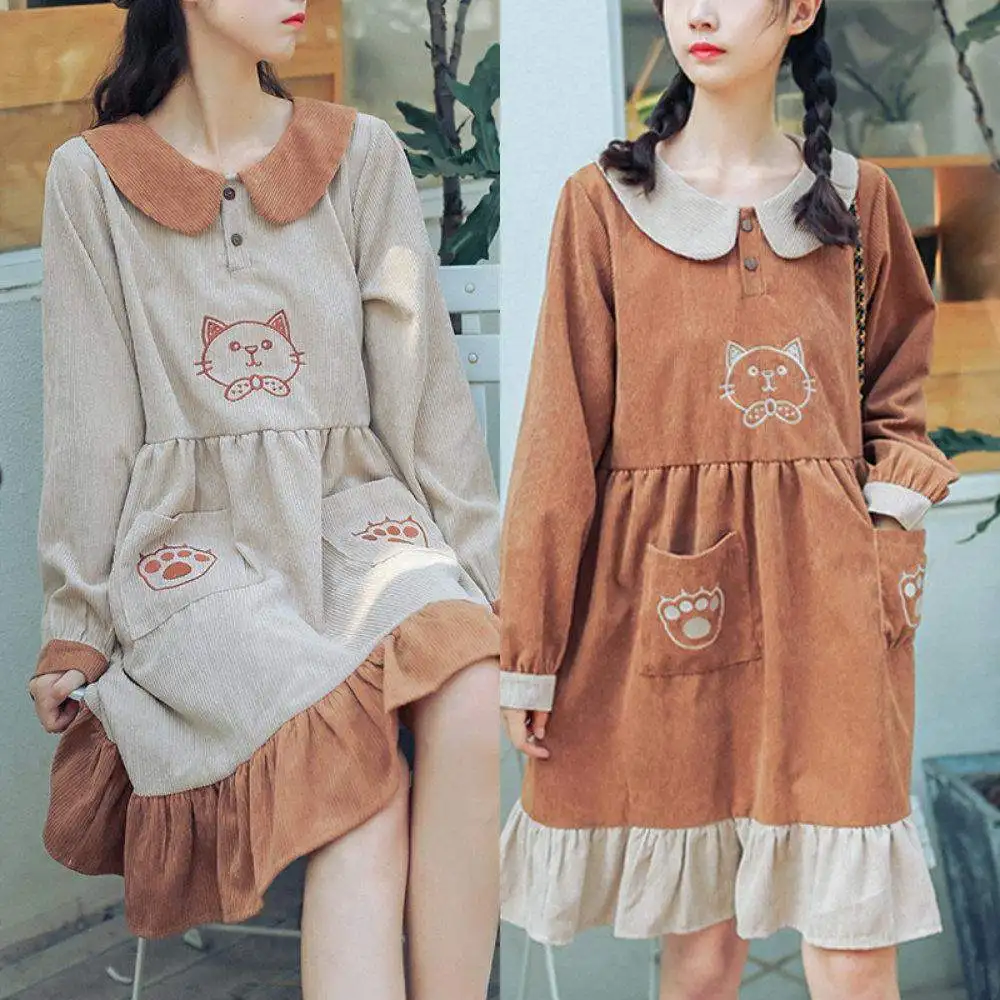 Платье в стиле японской Лолиты Винтажное платье Питера Пэна с воротником Милое