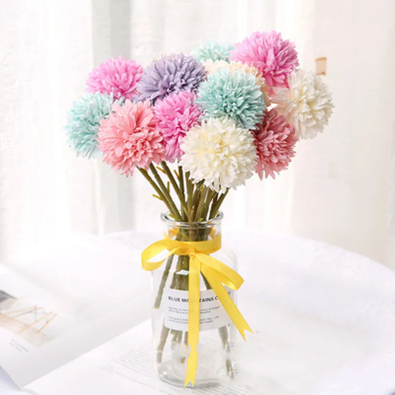

3/5Pcs Bunch Artificial Flower Bouquet Silk Dandelion Flower Ball Fake Flowers DIY Home Widding Decoration Valentines Day Gifts