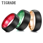 Мужское кольцо TIGRADE 100% вольфрамовое Черное Матовое обручальное кольцо золотоекрасноезеленое внутреннее кольцо с индивидуальной гравировкой 8 мм для мужчин и женщин
