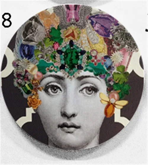 8 " 7" " Мода Fornasetti Тарелка декоративная подвесная тарелка домашнее украшение Настенная посуда керамический Декор Европейское настенное блюдо - Цвет: 8