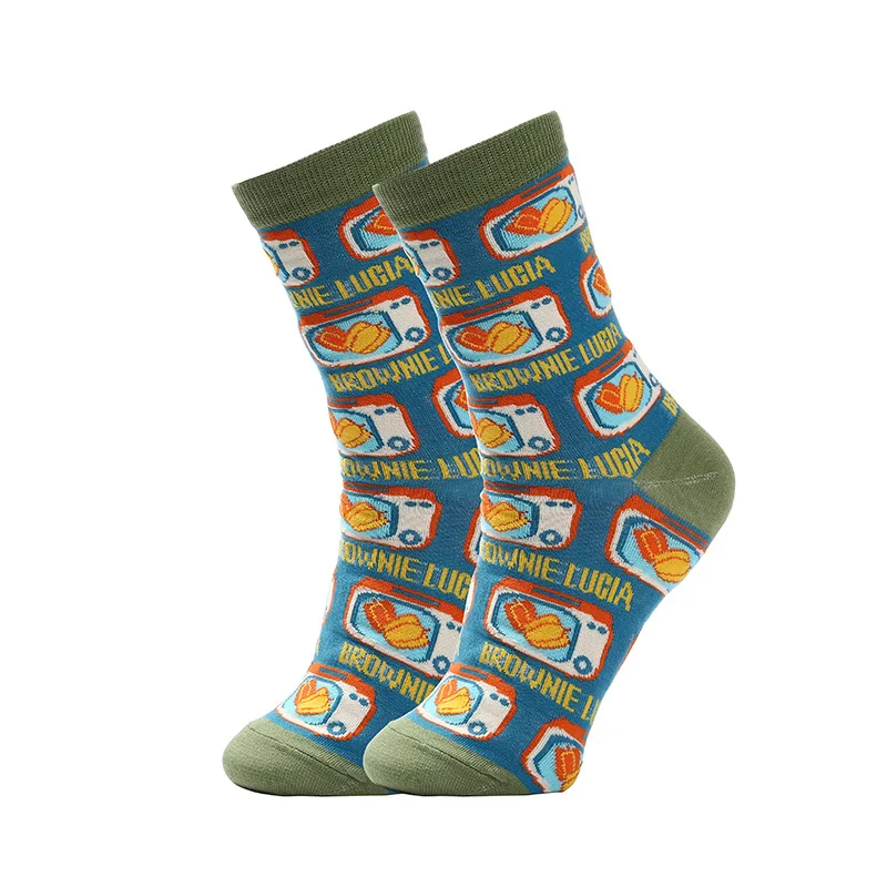 Fashion Funny Mens Socks Hip Hop Harajuku Kawaii Cartoon Cotton Socks Fruit Animal Beer Food Happy Casual Socks Gifts for Men