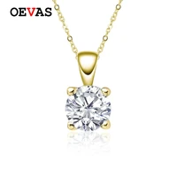 oevas sparkling real 1 carat d color moissanite pendant necklaces for women top quality 100 925 sterling silver wedding jewelry