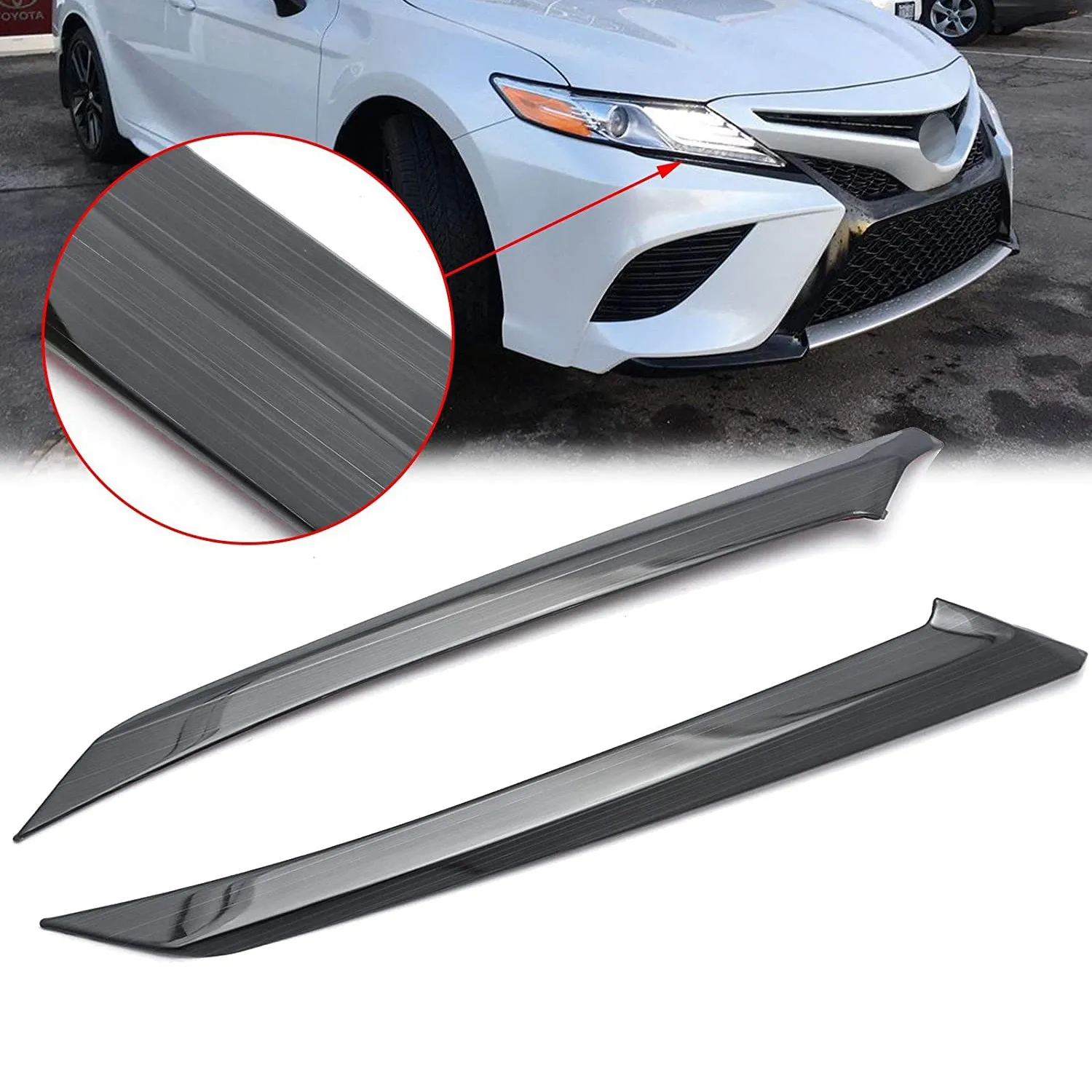 Black Titanium Steel Headlight Eyelid Cover Lamp Eyebrow Molding trims for Toyota Camry SE XSE 2018-2021 Accessories | Автомобили и