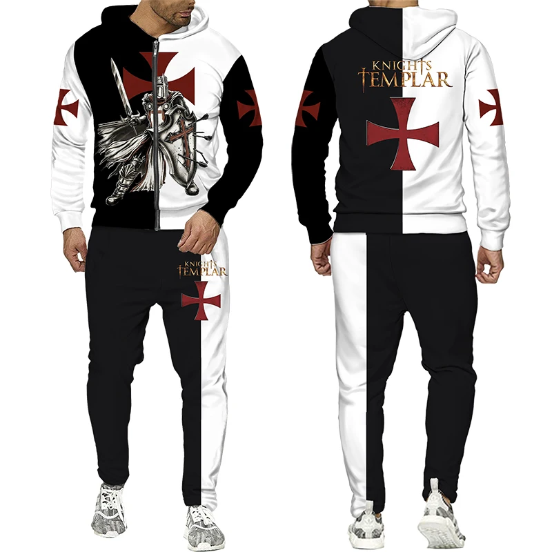 

Autumn and Winter 3D the Chivalry Print Zipper Hoodies Pants Sets Cool Hooded Coat Casual Men's Clothing Suit Women's Tracksuit