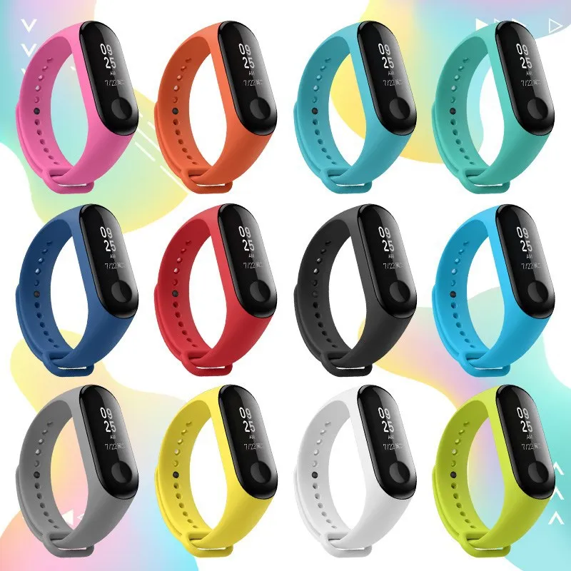 Ремешок силиконовый для Xiaomi Mi Band 4 3 Черный Сменный браслет на запястье |