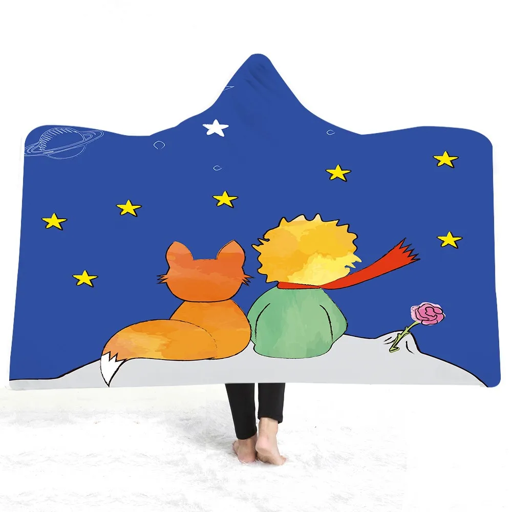 Детский плащ с героями мультфильмов плюшевое одеяло капюшоном задник Маленького