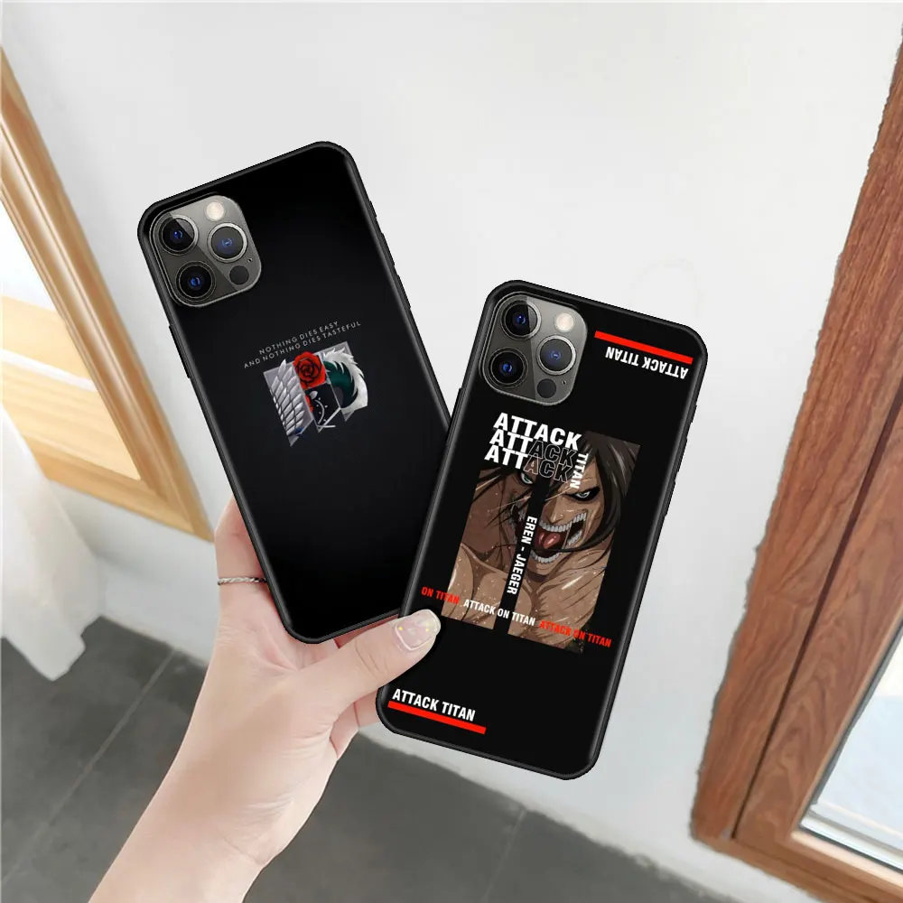 

Silicone Case for Apple iPhone 7 8 11 Pro XS Max X 6 Plus 6S 12Mini 11Pro XR SE2020 Black Phone Coque Capa Attack On Titan NEW 4