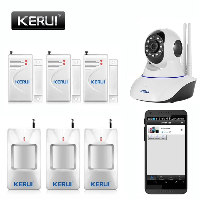KERUI 720P Wifi Беспроводная ip-камера, сигнализация, система домашней безопасности с PIR датчиком движения, управление через приложение, ночной инфракрасный светильник