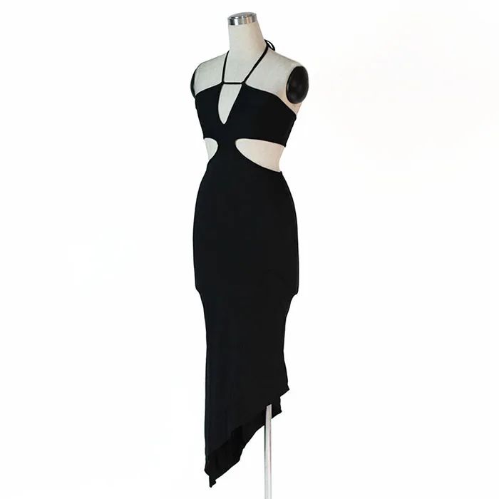 Женское шифоновое платье миди до колен без рукавов с открытой спиной бретелек |