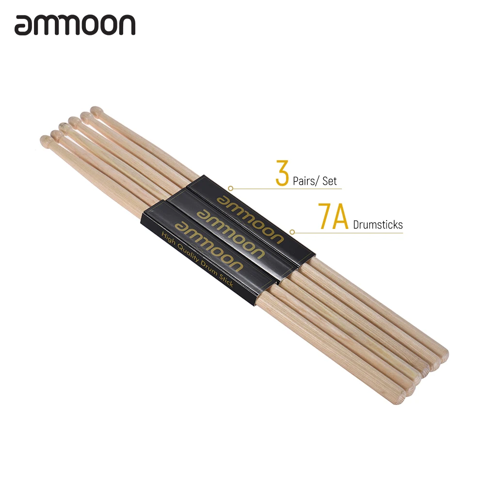 

12 Pairs of 5A Wooden Drumsticks Drum Sticks Fraxinus Mandshurica Wood Drum Set Accessories