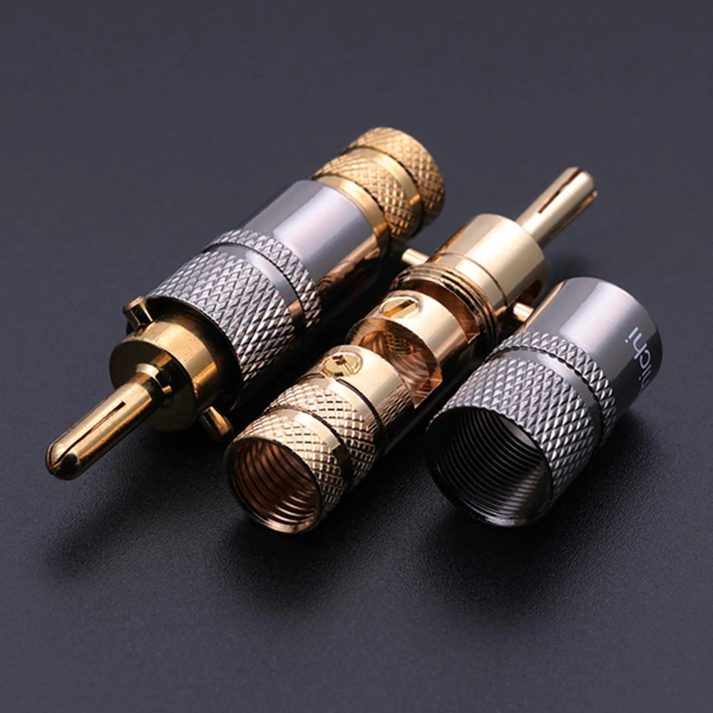 

20pcs/lot Luxury Copper 24K Gold Plated Banana Plug Audio Connector Male Adapter Speaker Banana Binding Post Terminal red&white