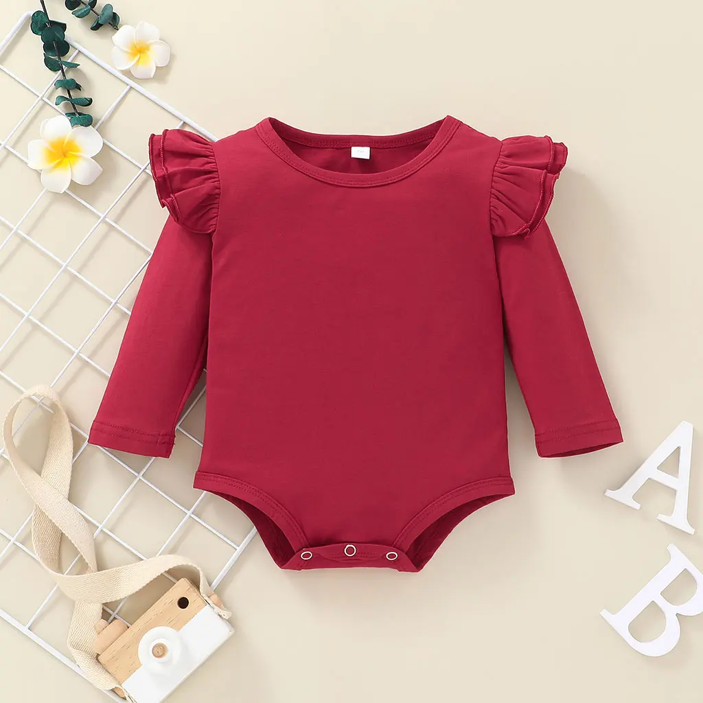 Baby Girl Clothes for New Born from 0 to 3 months Ruffled Baby Girl Set Winter Long Sleeve Cotton Baby Outfit Bodysuit 4Piece