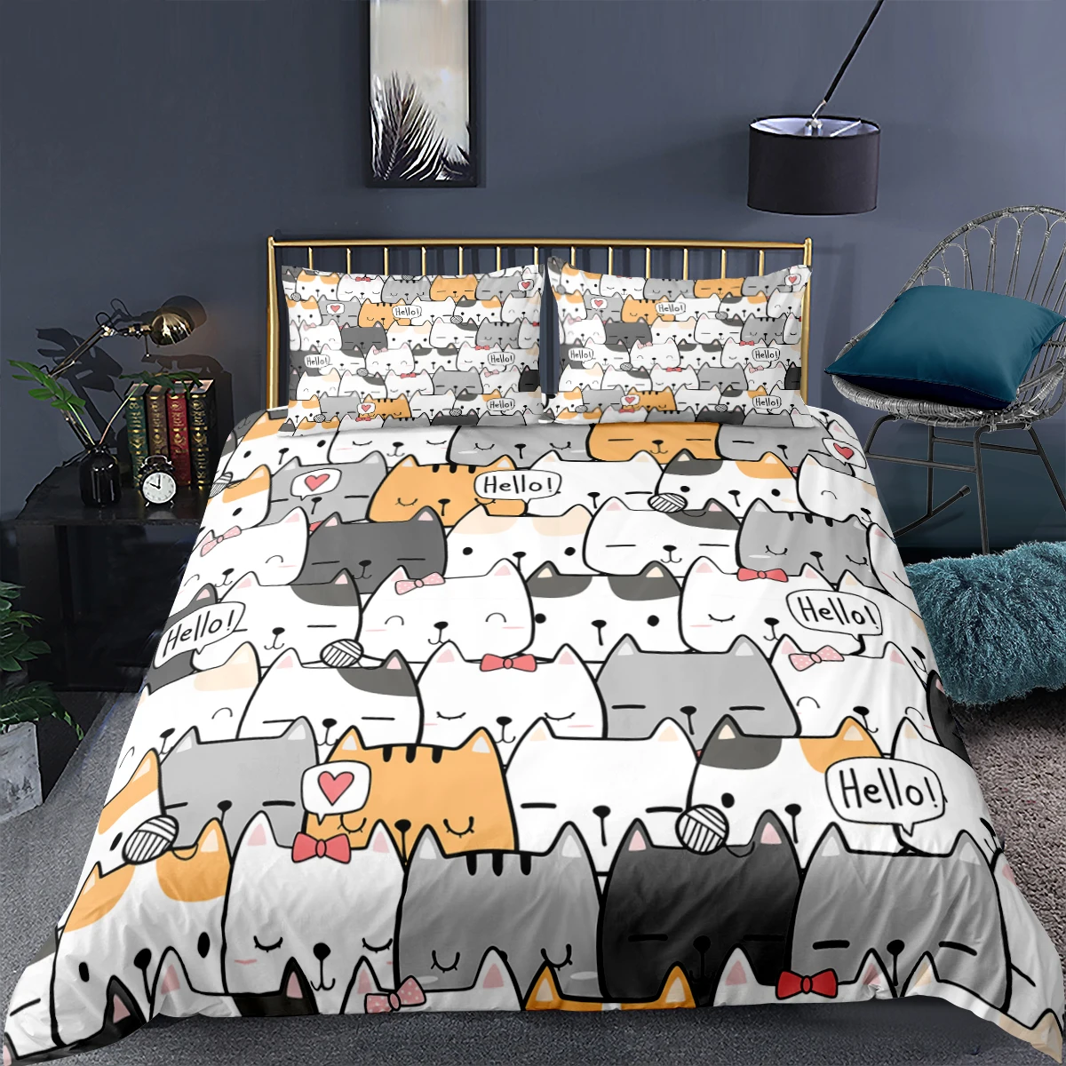 Cat Duvet Cover Set Queen Bed Cover Set Kids Comforter Bed Linen King Size Home Textiles For Childrens