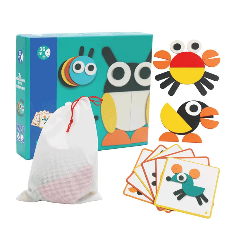 

Montessori Educational Wooden Toys Educational Color Shape Dissection Puzzle Wooden Block Set Baby Toy Puzzle Set Baby Gift