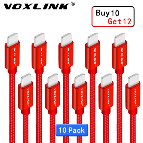 Red 10pcs cable VOXLINK кабель USB 5V 2A 8PIN USB кабель для передачи данных для iPhone X, 8, 8 plus, 7, 6, 6s 6plus SE 5S iPad mini 2/3/4/iPad 5 Air iPad кабель для мобильного телефона - Цвет: Red 10pcs cable