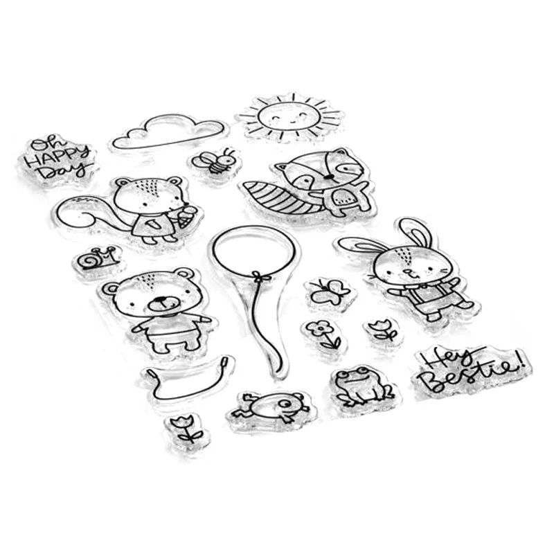 

Штампы для рукоделия, прозрачные, с надписью на английском, с животными, 2021