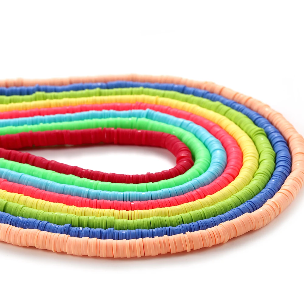 Бусины из мягкой глины полимерный диск 4-8 мм Плоские Круглые разноцветные бусины