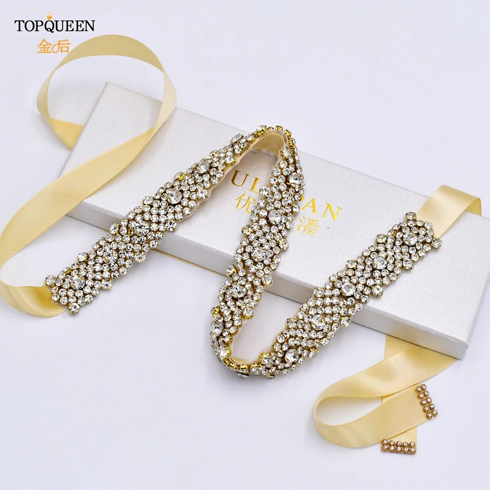 TOPQUEEN S28B G свадебный пояс женские пояса с Золотые стразы платья для выпускного