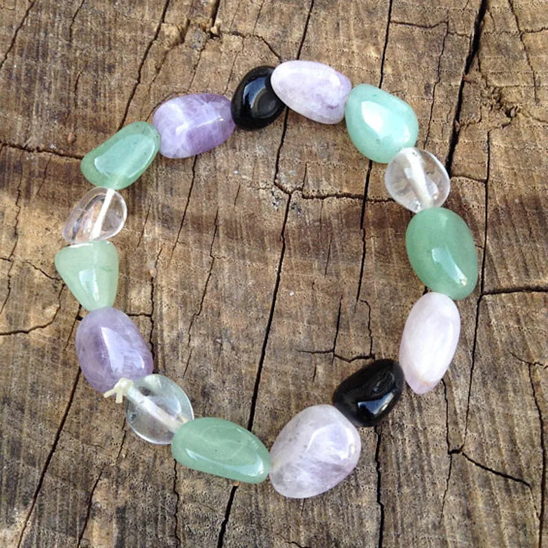 Браслет из кварца и камня браслет ручной работы с чакрами исцеляющий фиолетовый