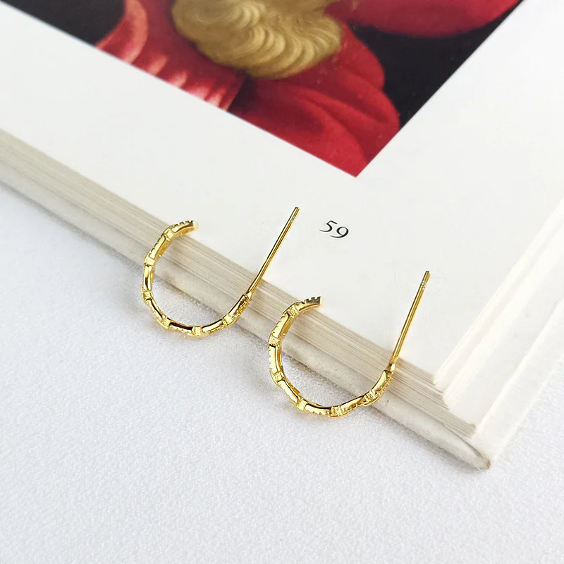 GHIDBK изысканные 925 пробы серебро текстуры серьги в виде колец Изысканный тонкий