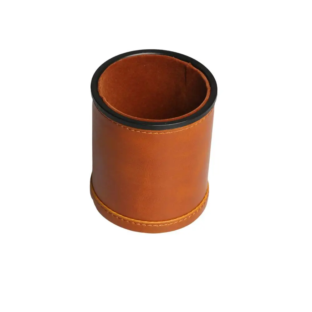 Brown Leather Dice Cup Felt Lining Quiet Shaker for Playing Liars Dice Yahtzee Farkle Board Family Party Ktv Bar Games