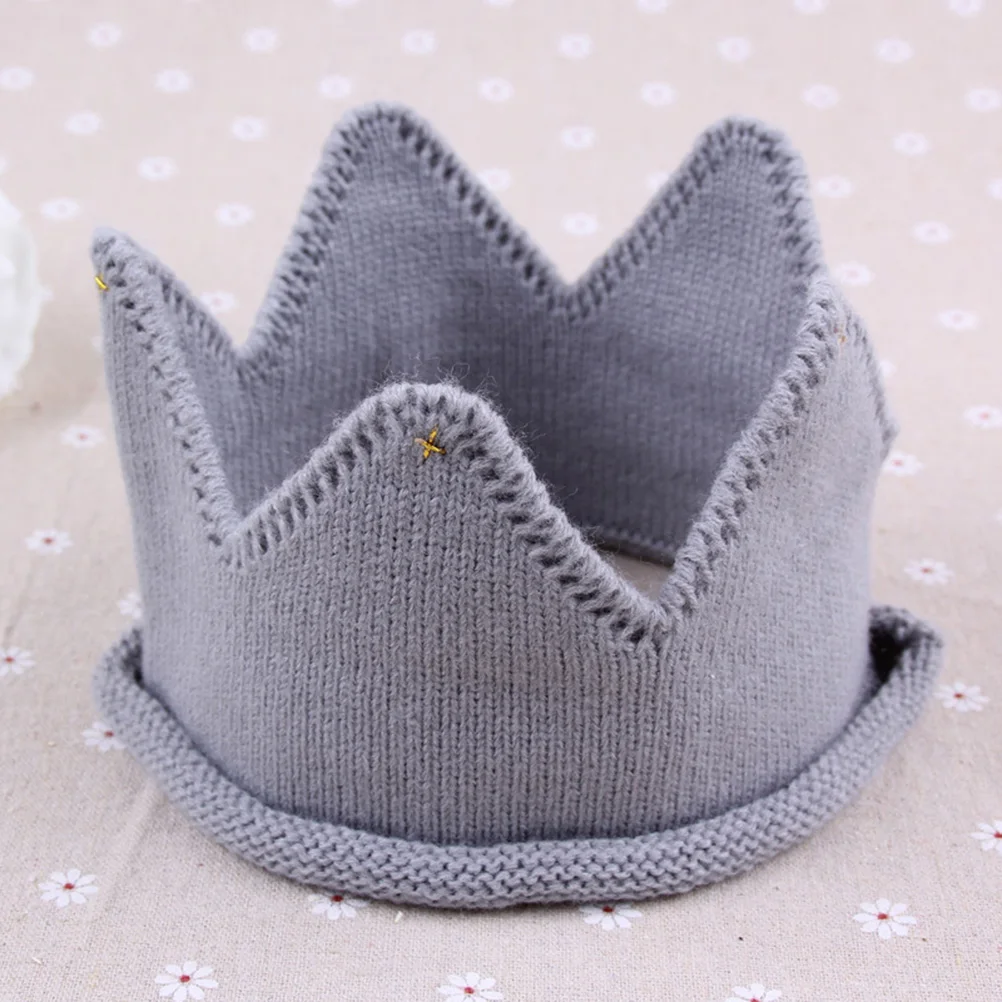 Детская шерстяная пустая шапка с короной детская на день рождения вязаная
