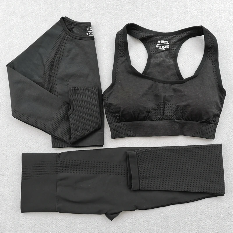 Комплект из 3 предметов для йоги бесшовные леггинсы спортивный бюстгальтер