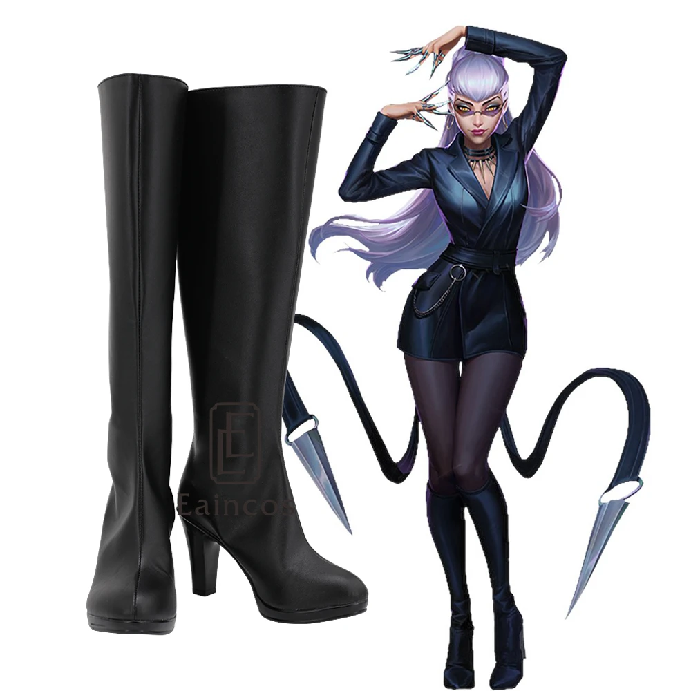 Игра LOL KDA The Baddest Evelynn Обувь для костюмированной вечеринки Женские черные высокие