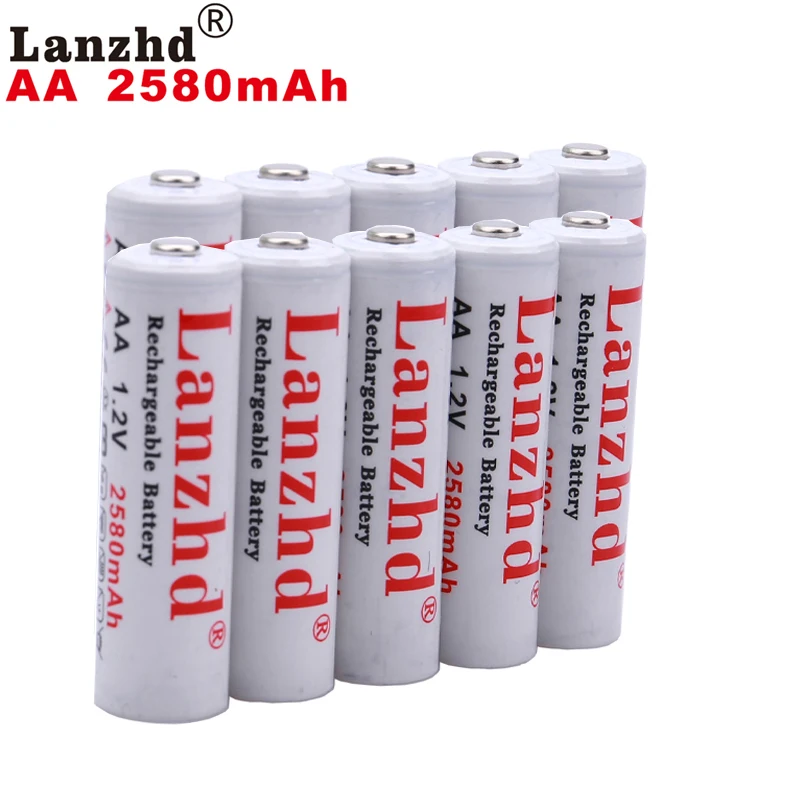 

10 шт. 1,2 V перезаряжаемого ni-cd батареи AA 1,2 V батарея AA 2580 мАч 1,2 никель-металл-гидридный аккумулятор с напряжением для игрушка-фонарик предвари...