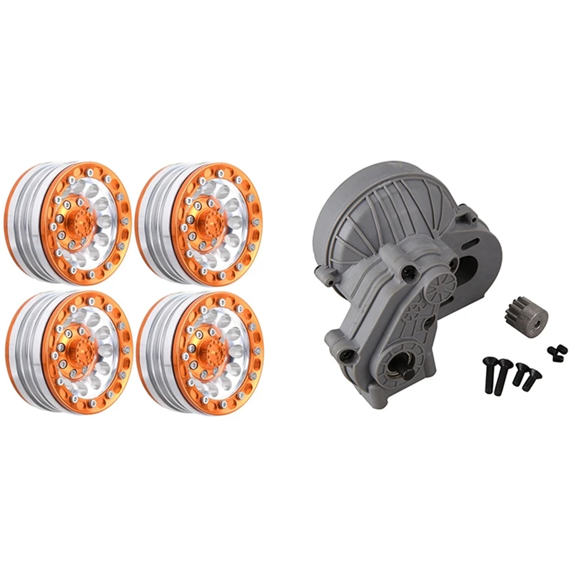 

4Pcs 1.9 Inch Beadlock Wheels Rims With SCX10 Gearbox Transmission Box For 1/10 RC Crawler Axial SCX10 SCX10 II AX90060
