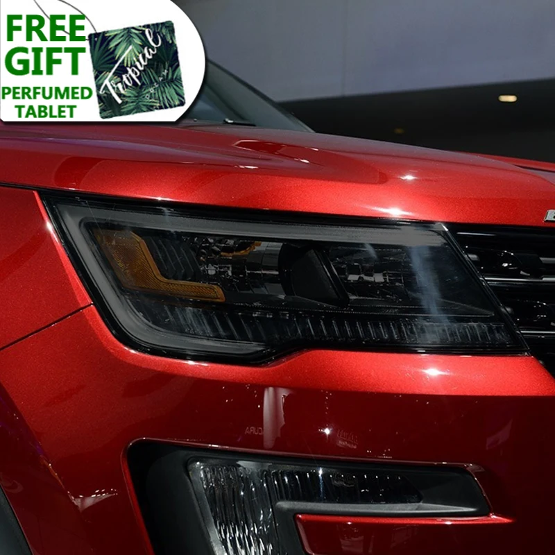 

2 Pcs Car Headlight Protective Film Headlamp Restoration Transparent Black TPU Sticker For Ford Explorer 2016 2017 Accessories