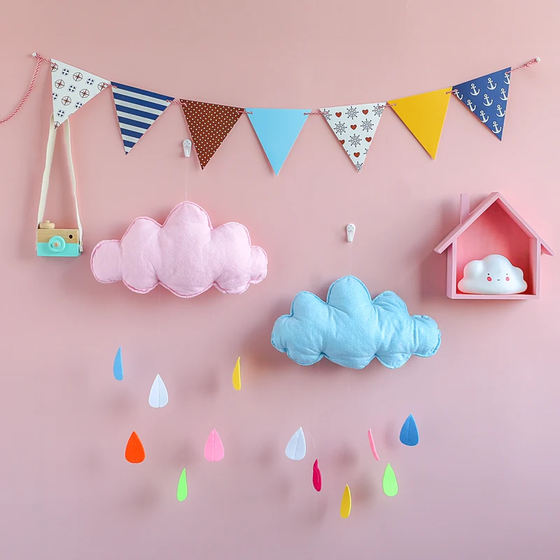 6 + 1 Милый Мультфильм Облако украшение стены плюшевая подушка Капля воды наклейки