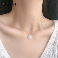 kinel sterling silver natural jade pendant necklace ethnic ins simple sterling silver necklaces 925 for women wedding jewelry