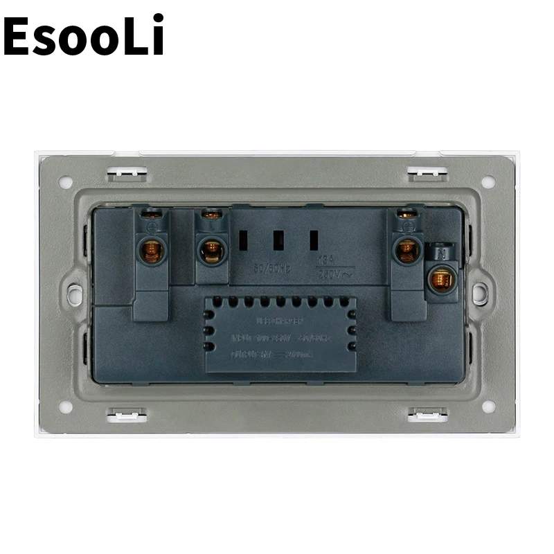 Esooli стеклянная панель 13A двойной стандарт Великобритании розетка переключается