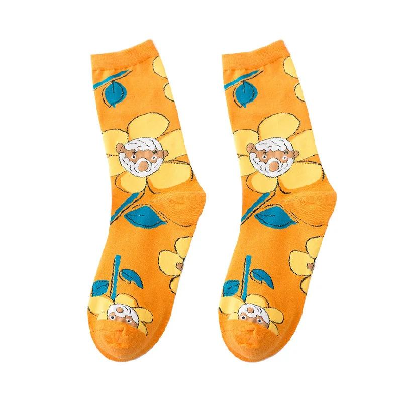 Модные женские милые носки с символикой аниме Улица Сезам летние короткие
