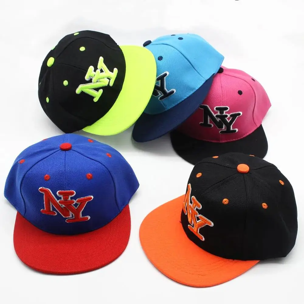 

Boys Letter Embroidery Hip Hop Caps Trucker Hat Girls Neon Baseball Cap Unisex 6 Panels Embroidered Sport Hat with Flat Brim