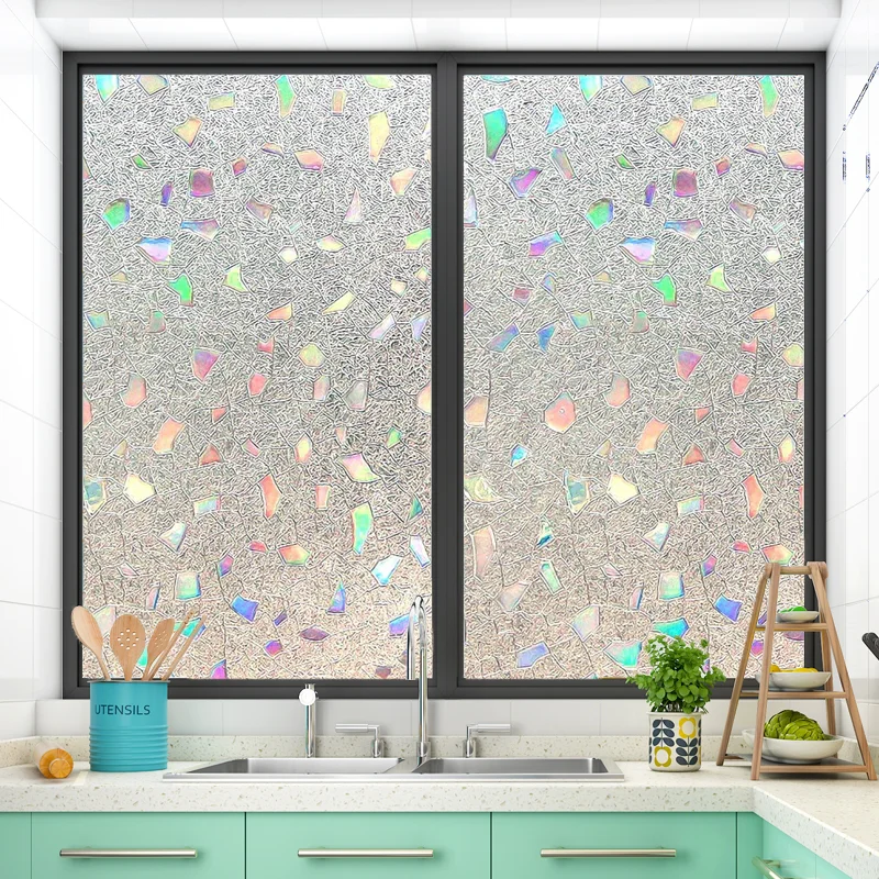 

Rainbow Effect Privacy Window Film Decorative Frosted Static Cling Light Blocking Glass Window Stickers Vinyl No Glue Removable